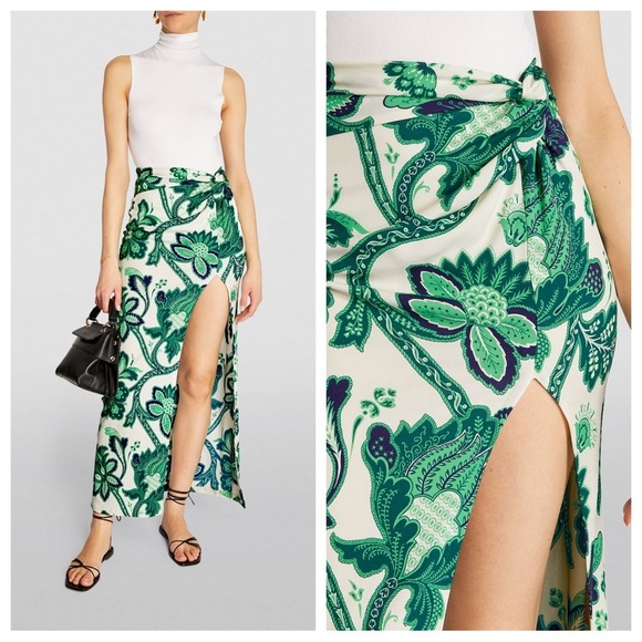 ETRO Tree Of Life High Slit Maxi Sarong Wrap Skirt Sz:42/Medium Spring 2022 - Picture 2 of 14